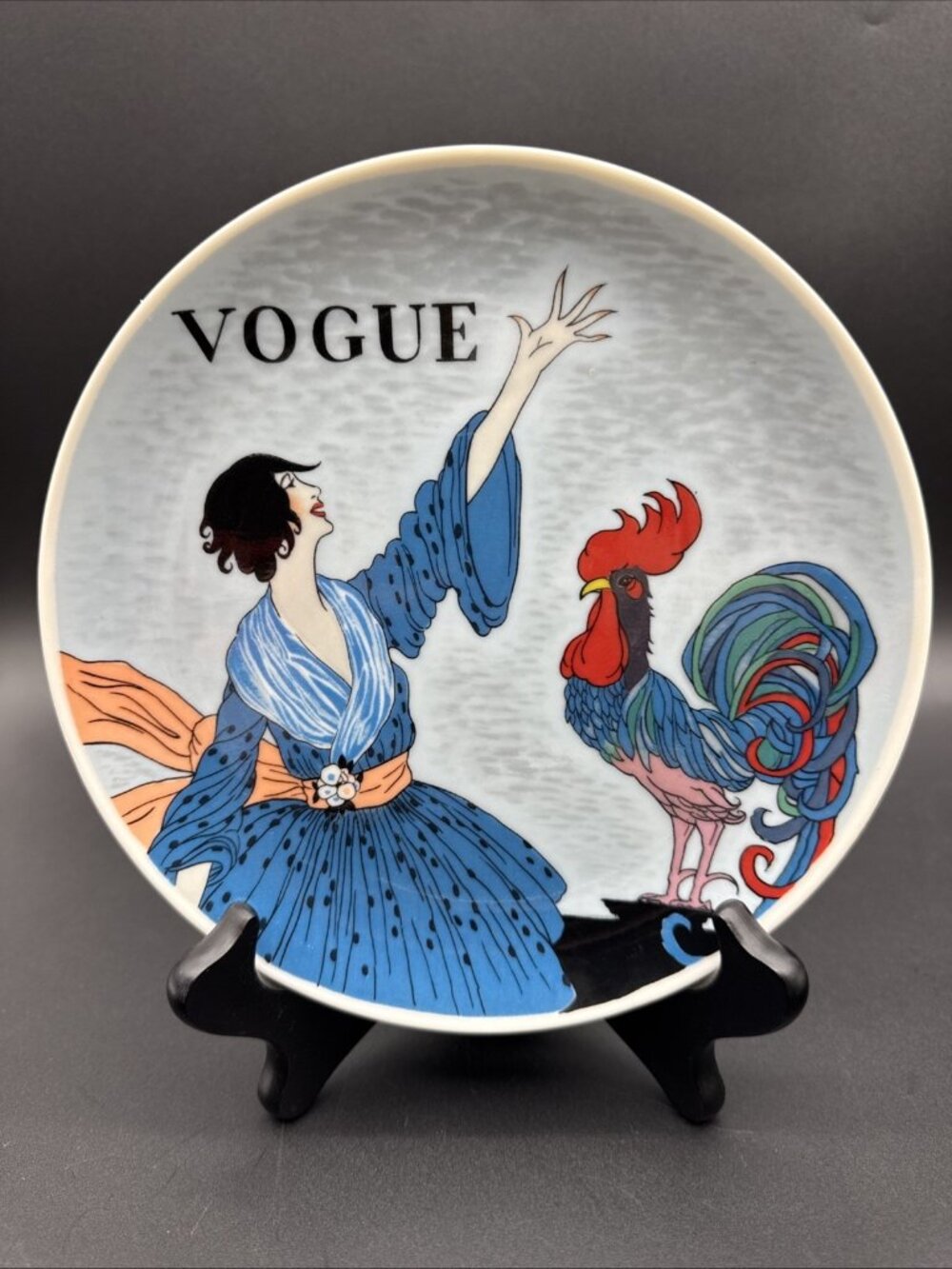 VTG Art Deco Seymour Mann Vogue Magazine Lady Rooster Wall Plate Gallery Glam